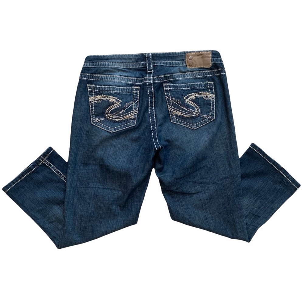 Silver Jeans Size 29 Blue Akio Capri Stretch Embroidered Western Glove Works - Picture 4 of 14